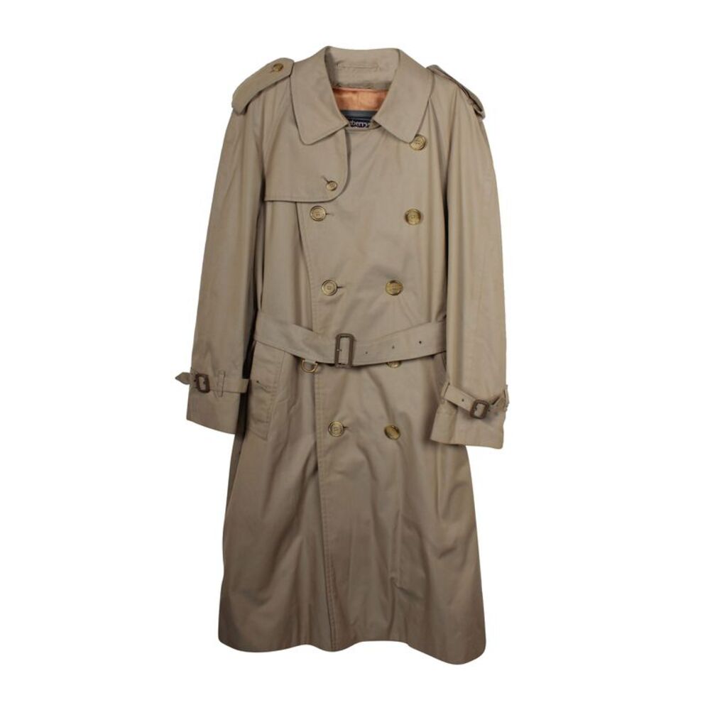 Burberry Double-Breasted Trench Coat in Khaki Wool